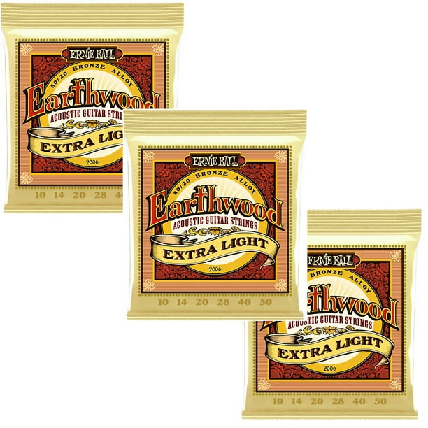 3 Pack Earthwood Acoustic Extra Light 10-50 Ernie Ball Guitar Strings 3 Pack Earthwood Acoustic Extra Light 10-50 Ernie Ball Guitar Strings
